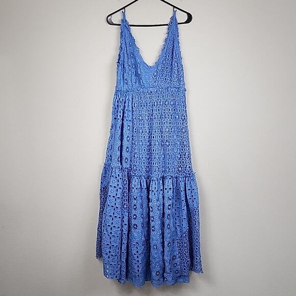 Free People Yesenia Medium Blue Crochet Patchwork Dress - Picture 4 of 13